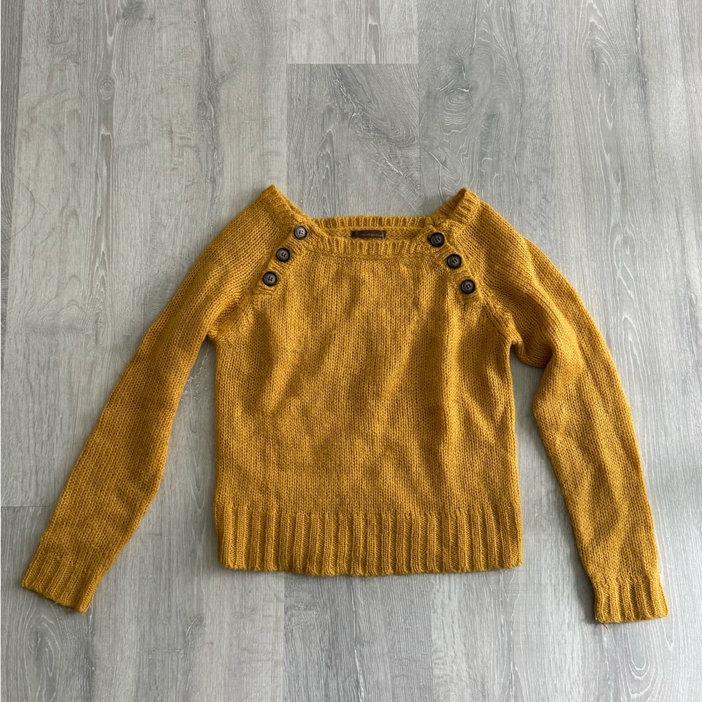 Women's Mustard Sweater with Button Detail